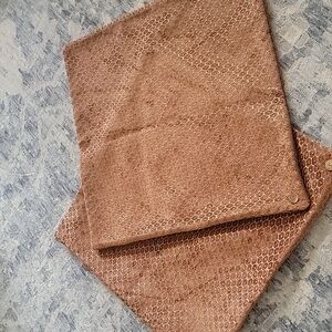 West Elm 18x18" Velvet Pillow Covers Orange And Gold Geometric Pattern